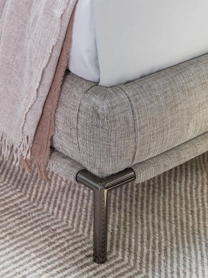 Flou Icon Matrimoniale - letto design in tessuto e pelle, testata imbottita - Stilmobili