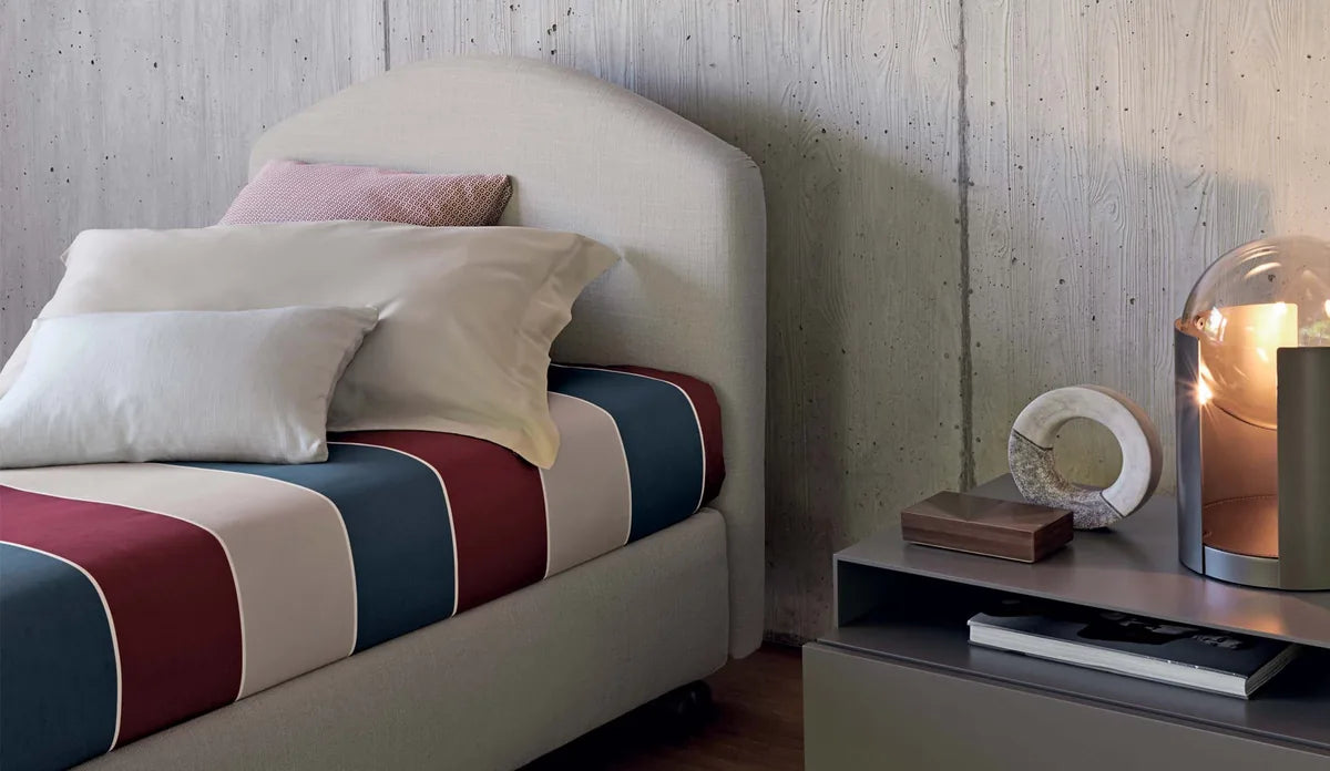Flou Magnolia Singolo - Letto singolo design italiano con testata imbottita, base a molle Leonardo in tessuto