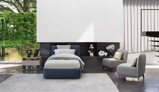 Flou Merkurio Singolo - Letto imbottito design Rodolfo Dordoni con testata e base morbide