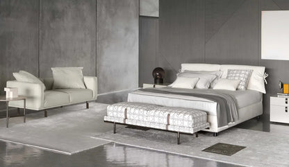 Flou Nathalie Matrimoniale letto tessile imbottito design Vico Magistretti 1978