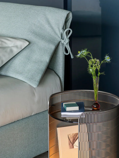 Flou Nathalie Singolo letto tessile imbottito sfoderabile design Vico Magistretti