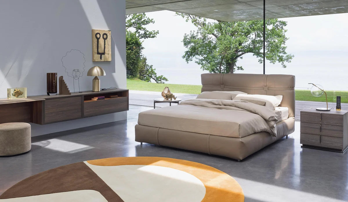 Flou New Bond letto matrimoniale matrimoniale con testata sartoriale design Matteo Nunziati