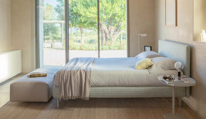 Flou Notturno Matrimoniale letto imbottito tessuto pelle design italiano
