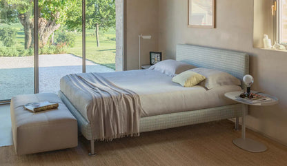 Flou Notturno Matrimoniale letto imbottito tessuto pelle design italiano