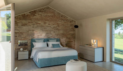 Flou Notturno Shabby Chic Matrimoniale letto design italiano rivestimento tessuto beige