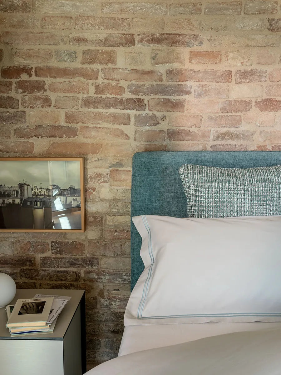 Flou Notturno Shabby Chic Matrimoniale letto design italiano rivestimento tessuto beige