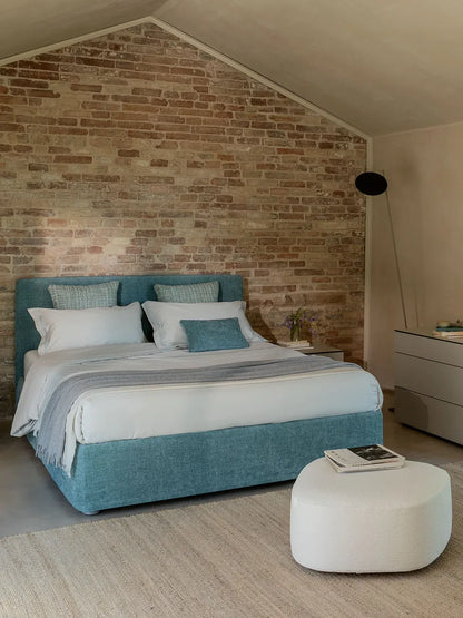 Flou Notturno Shabby Chic Matrimoniale letto design italiano rivestimento tessuto beige