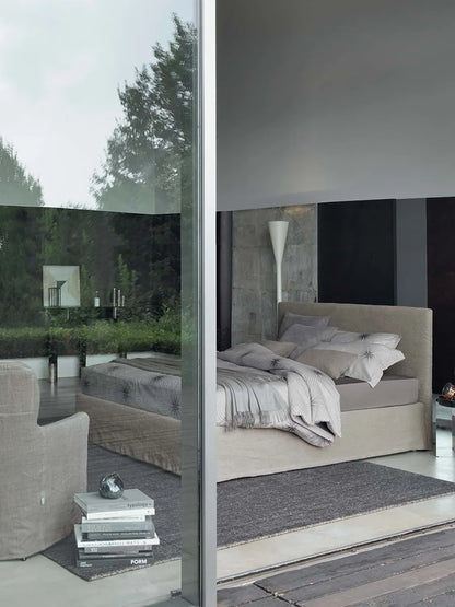 Flou Notturno Shabby Chic Matrimoniale letto design italiano rivestimento tessuto beige