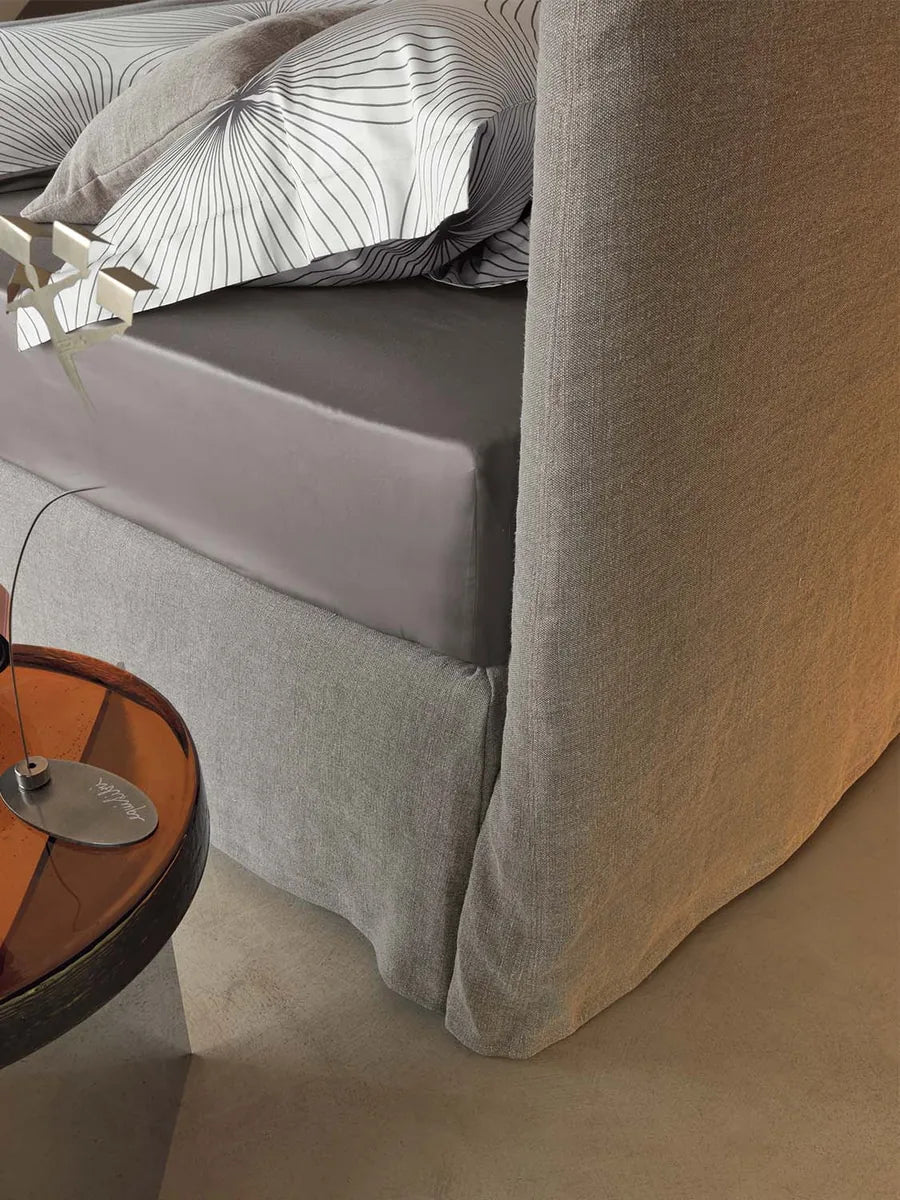 Flou Notturno Shabby Chic Matrimoniale letto design italiano rivestimento tessuto beige