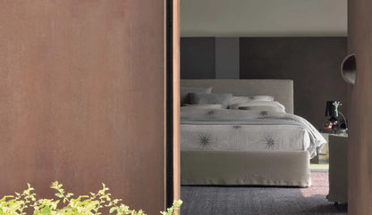 Flou Notturno Shabby Chic Matrimoniale letto design italiano rivestimento tessuto beige