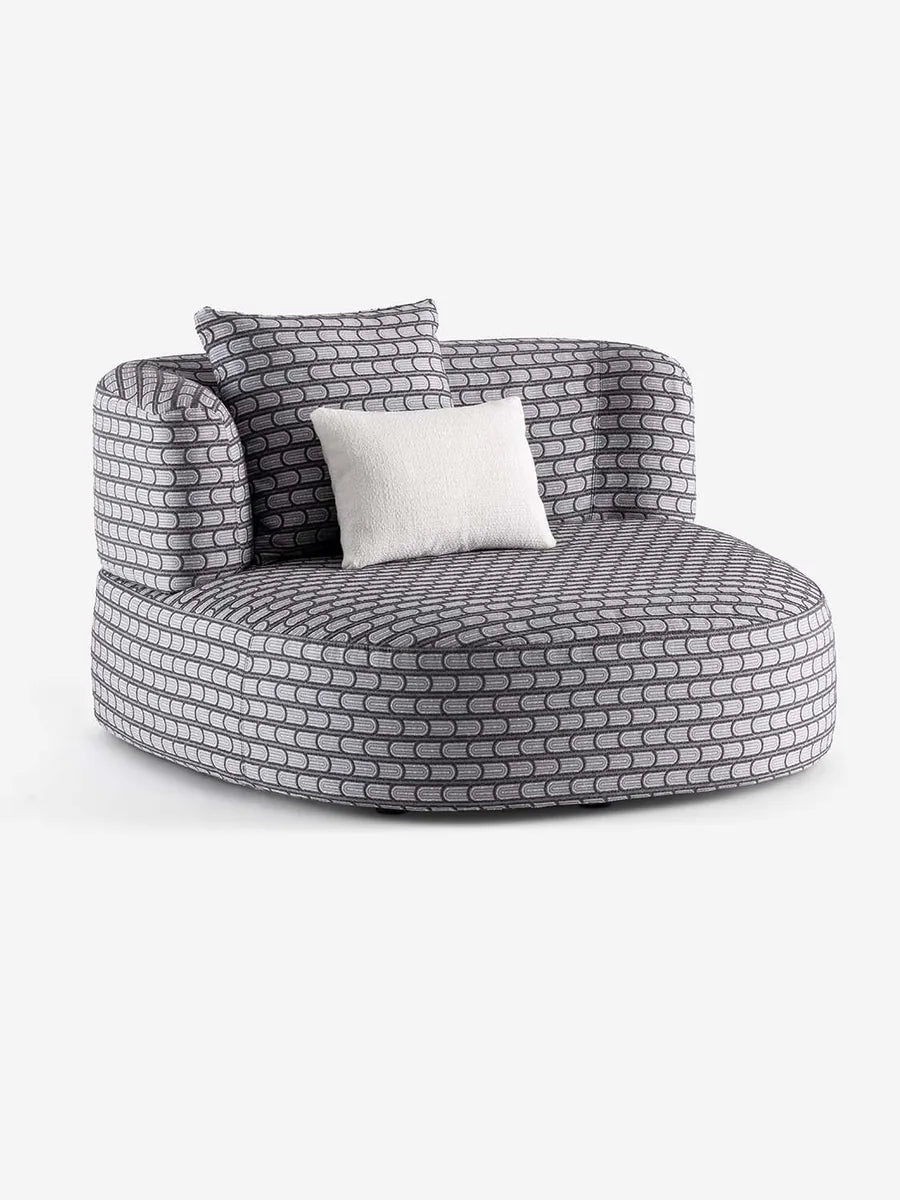 Flou Pierre letto imbottito design schienale curvato tessuto pelle