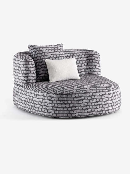 Flou Pierre letto imbottito design schienale curvato tessuto pelle