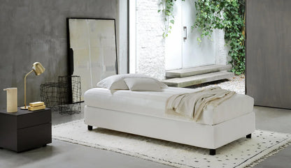 Flou Sommier Singolo letto design italiano con base contenitore e rivestimento sfoderabile