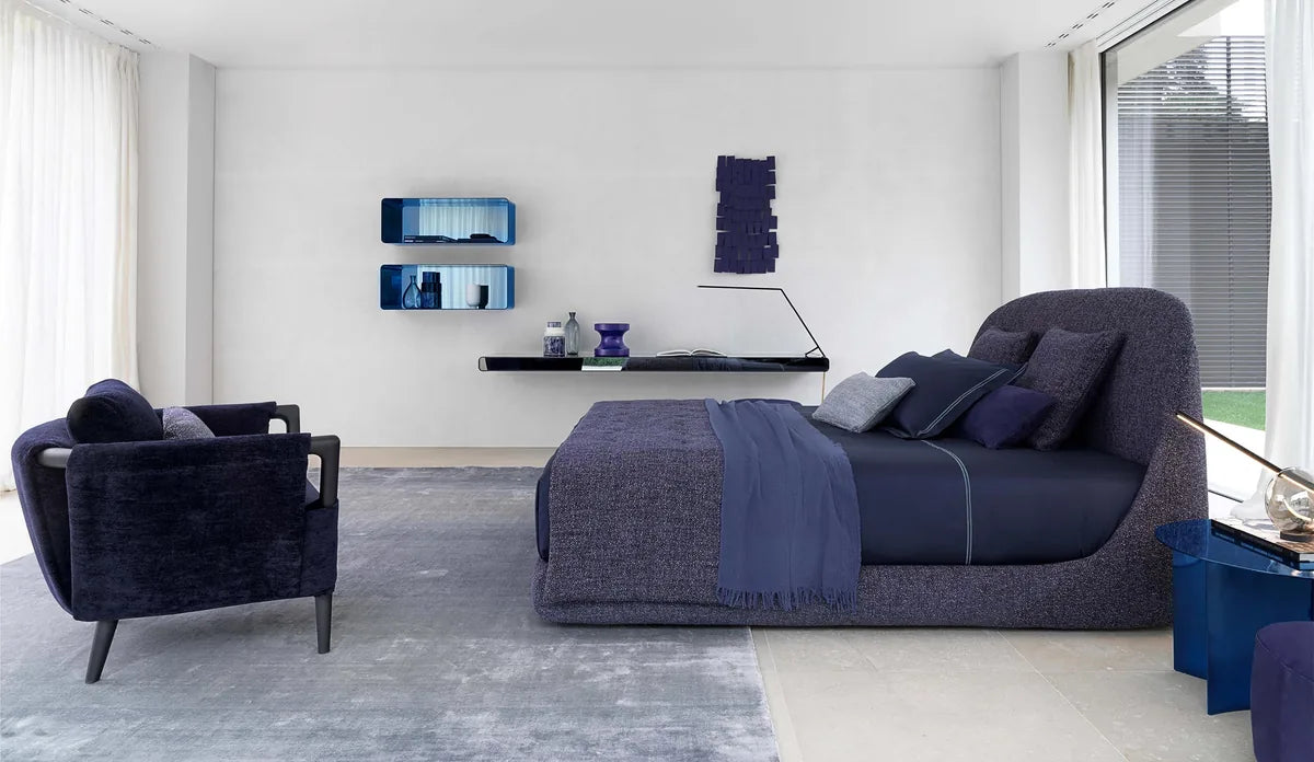 Flou Taormina Matrimoniale - Letto design con testata curva, Made in Italy