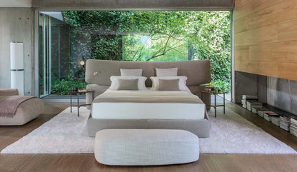 Flou Yuna Matrimoniale - Letto tessile design Carlo Colombo con testata imbottita generosa