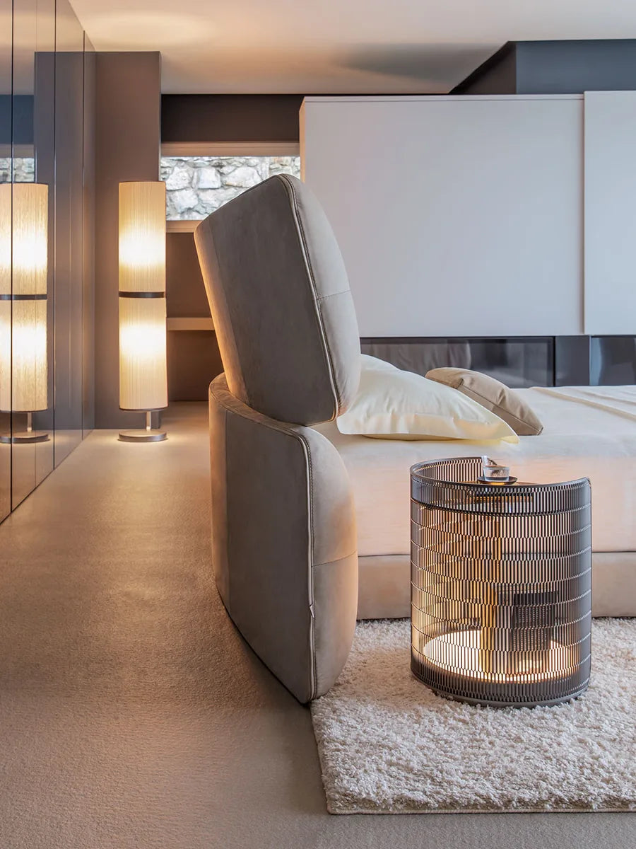 Flou Yuna Matrimoniale - Letto tessile design Carlo Colombo con testata imbottita generosa