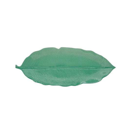 Easy Life piatto da portata foglia porcellana verde chiaro 39x16 cm Madagascar
