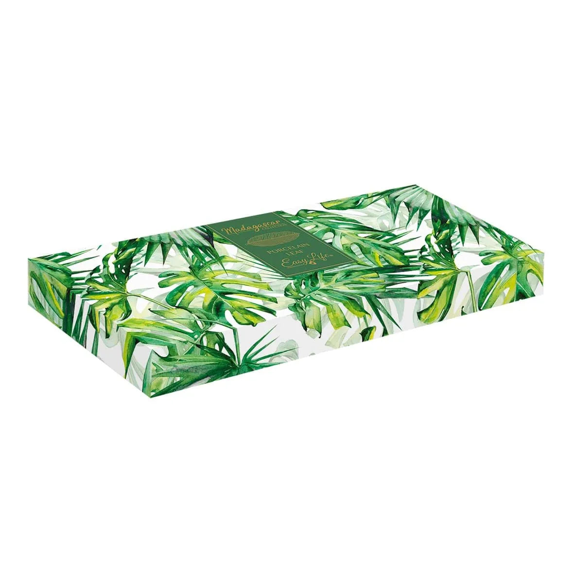 Easy Life piatto da portata foglia porcellana verde chiaro 39x16 cm Madagascar