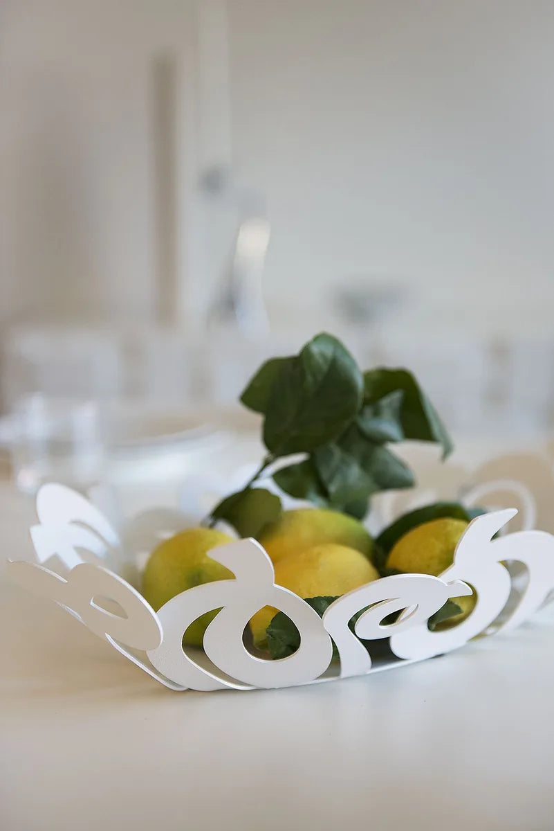 Arti & Mestieri - Centro Tavola Design Nastri Ovale in Ferro Bianco e Fango