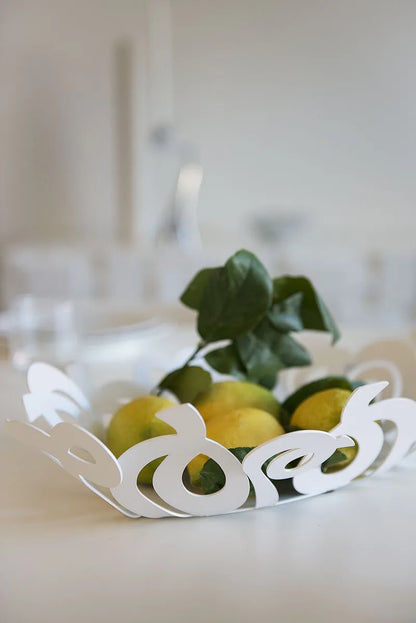 Arti & Mestieri - Centro Tavola Design Nastri Ovale in Ferro Bianco e Fango