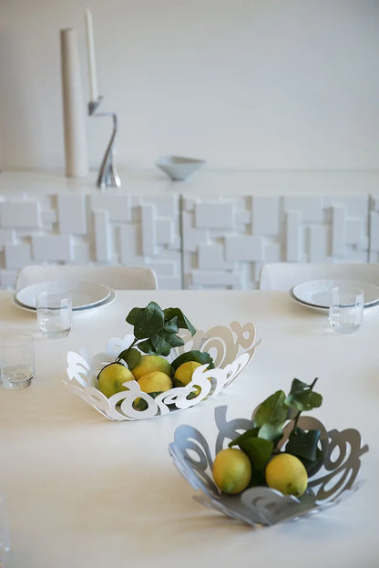 Arti & Mestieri - Centro Tavola Design Nastri Ovale in Ferro Bianco e Fango
