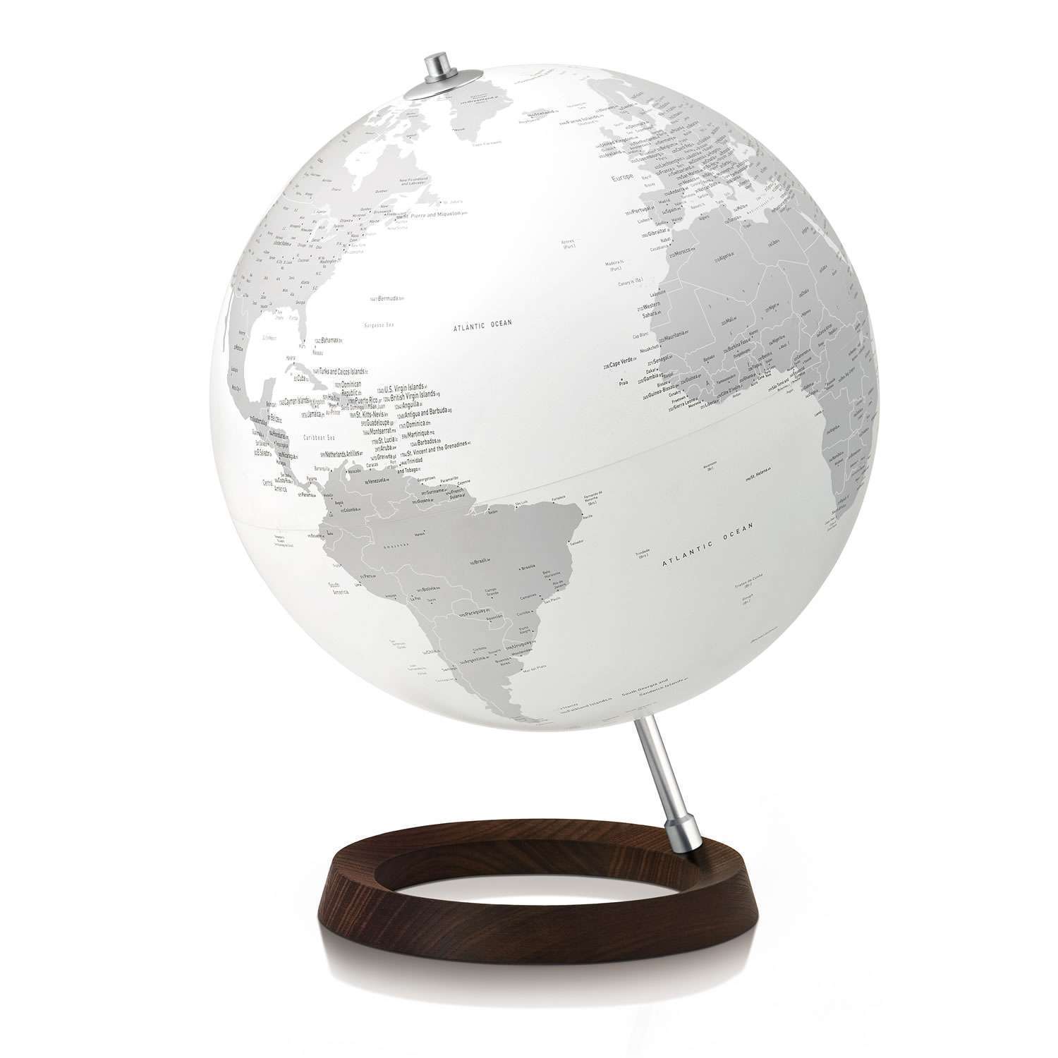 Atmosphere Full Circle Reflection — lampada mappamondo con base in dark ash e alluminio, design Tools®
