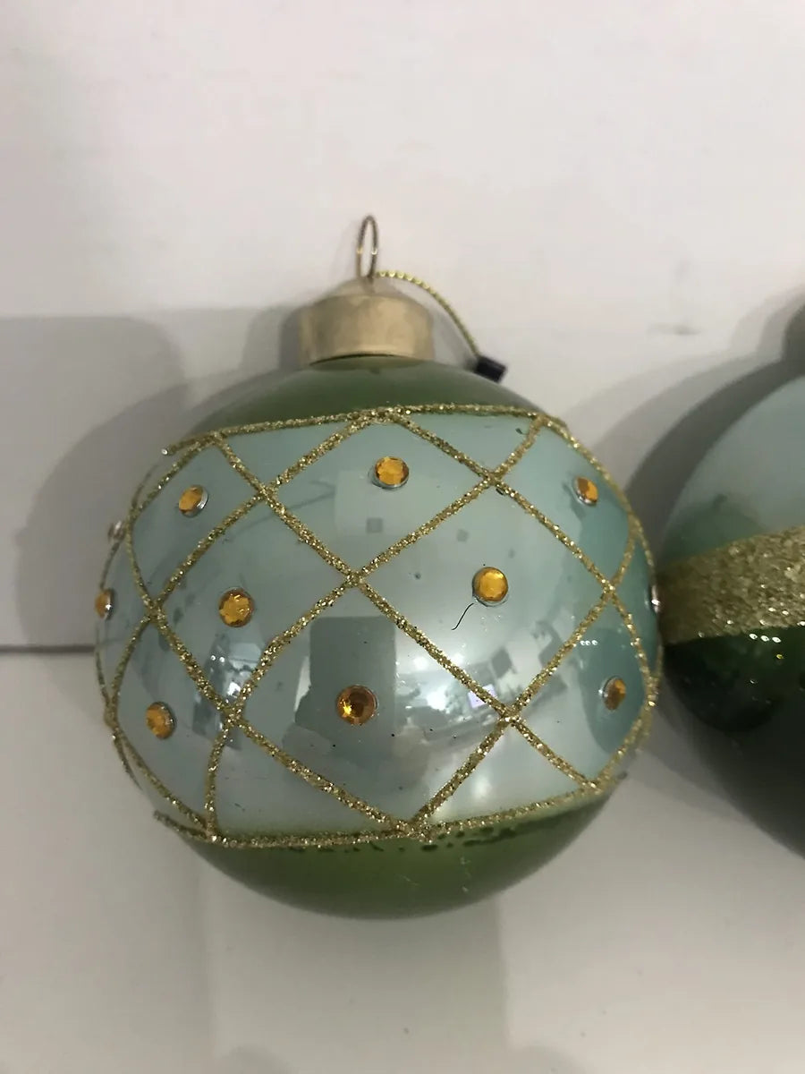 Il mio negozio palla in vetro verde decorata - elemento decorativo tavola