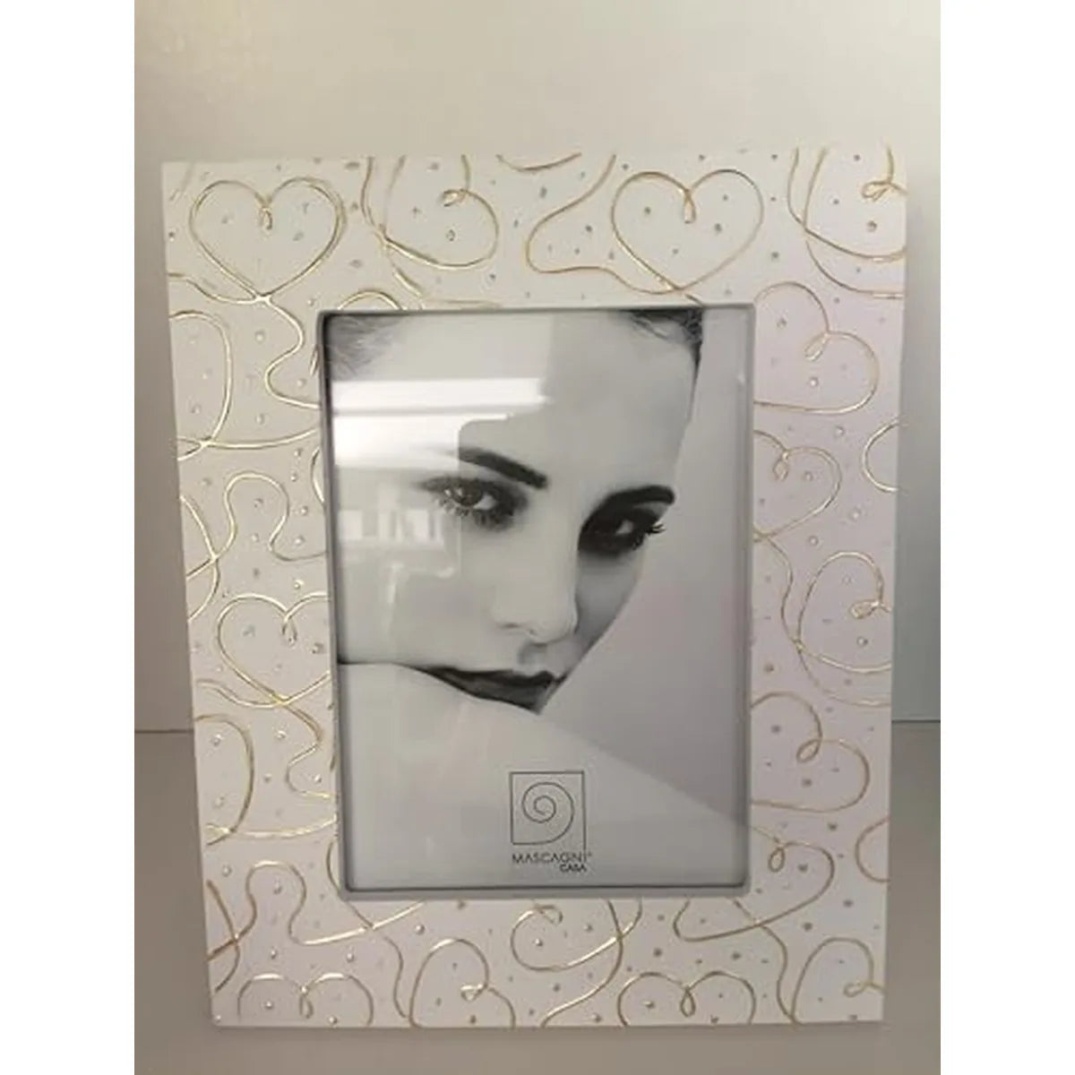 Mascagni Portafoto 13x18 bianco con decoro cuori in rilievo