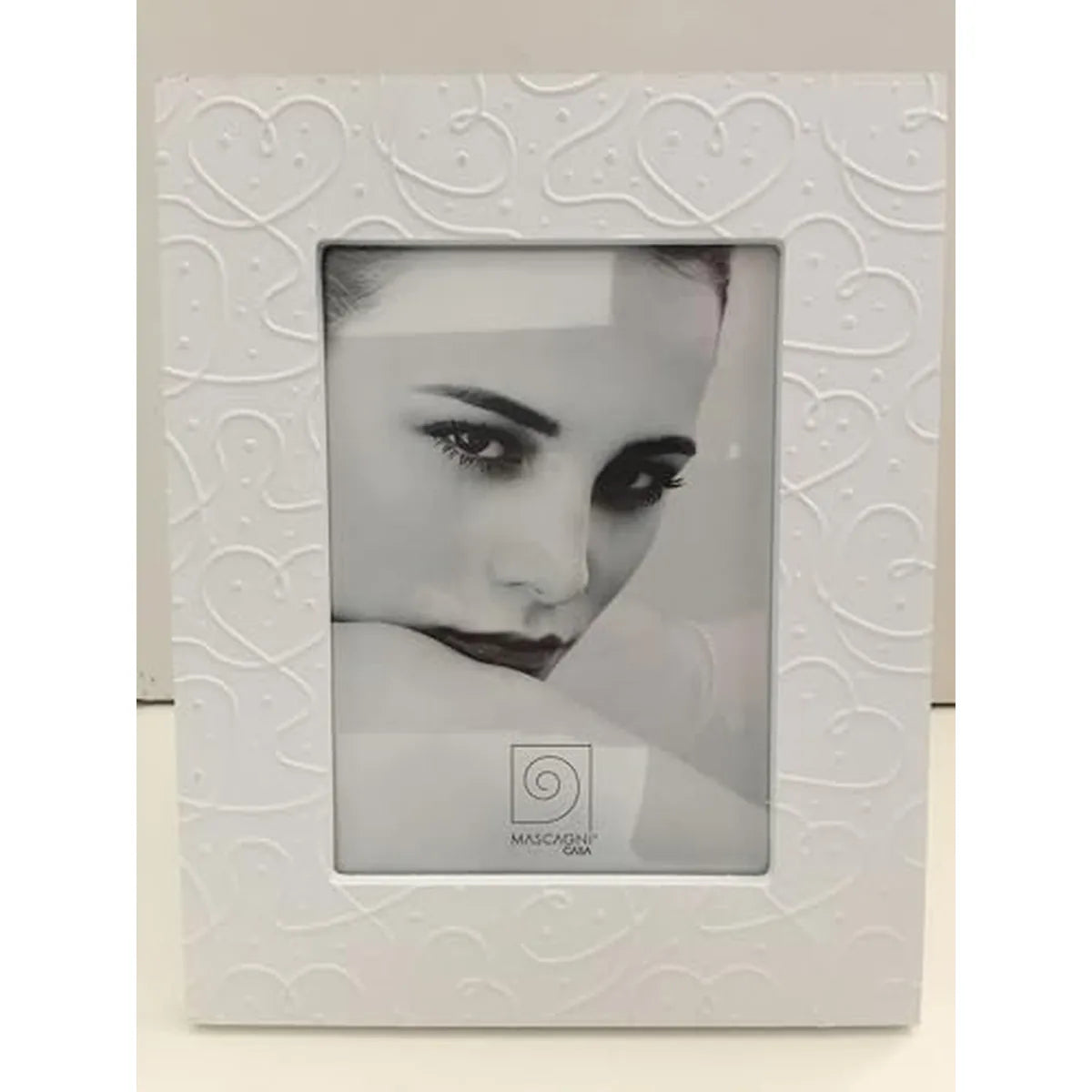 Mascagni Portafoto 13x18 bianco con decoro floreale in rilievo
