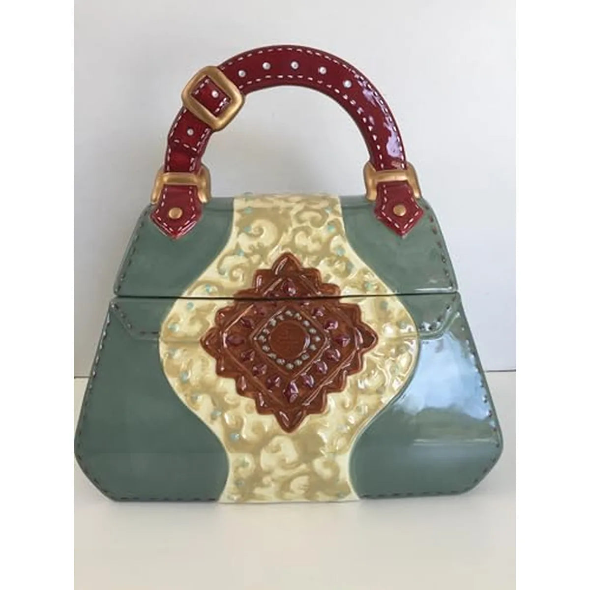 Livellara Portagioie Borsetta in ceramica con fantasia geometrica 24x24x15 cm