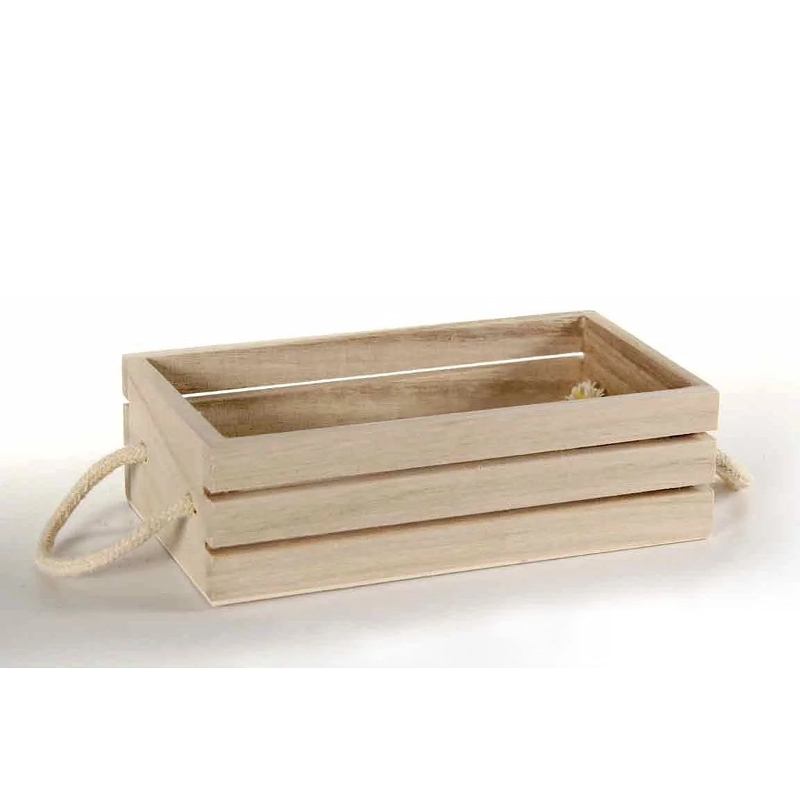 Gicos cassetta rettangolare legno naturale con manici, decoupage - Stilmobili