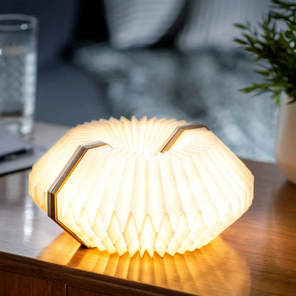 Gingko Smart Accordion lampada a fisarmonica in legno noce nero con LED bicolore