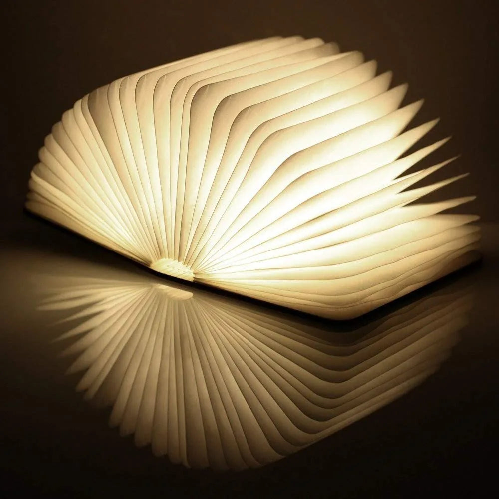 Gingko Smart Book Light lampada libro legno noce LED apertura 360 gradi