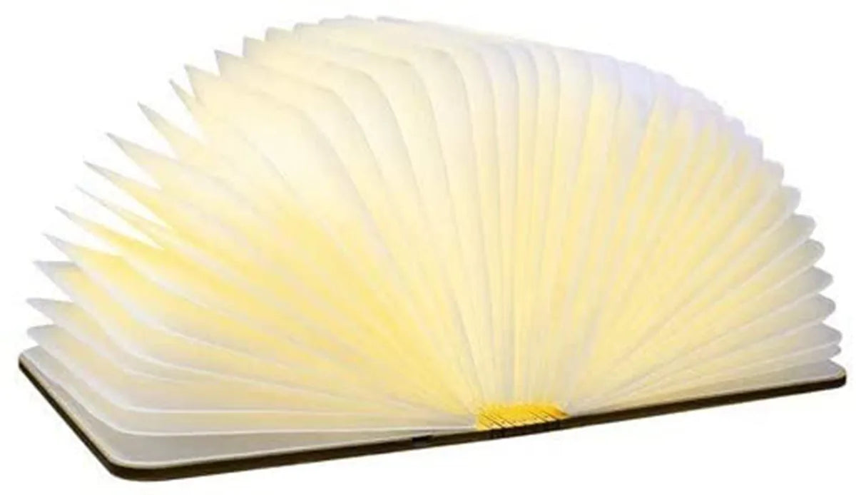 Gingko Smart Book Light Mini lampada libro legno di acero beige con luce LED ricaricabile