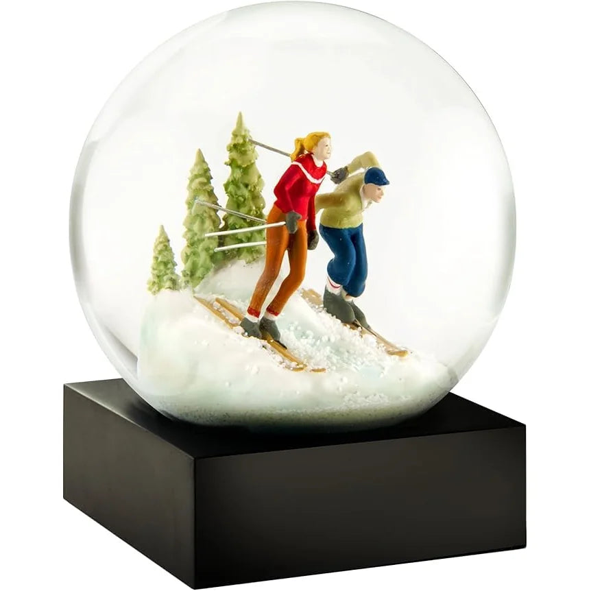Il mio negozio Globo Neve Sciatori bianco con fantasia sciatori - decorazione natalizia