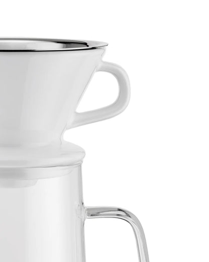 Alessi — Slow Coffee KT01S1 | Set caraffa pour over — vista laterale
