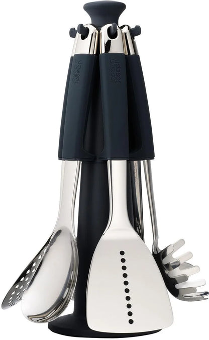 Joseph Joseph Set Utensili Cucina acciaio inox con supporto girevole e manici silicone