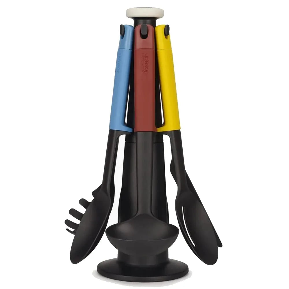 Joseph Joseph Set Utensili Cucina acciaio inox con supporto girevole e manici silicone