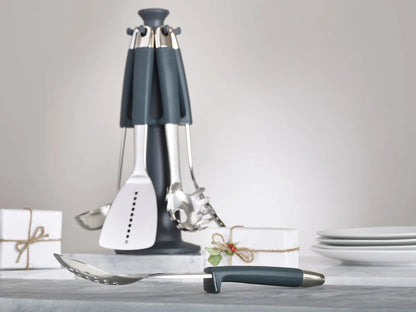Joseph Joseph Set Utensili Cucina acciaio inox con supporto girevole e manici silicone