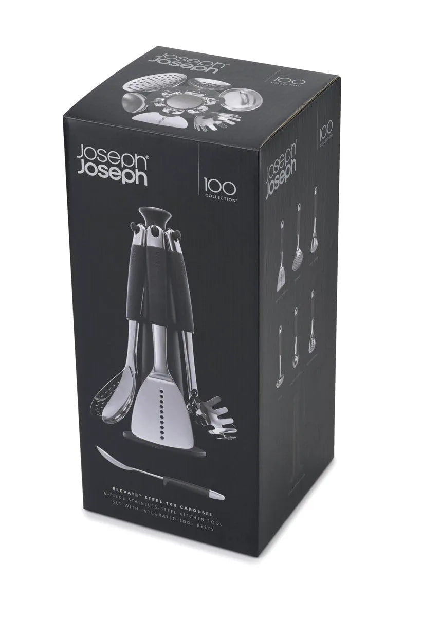 Joseph Joseph Set Utensili Cucina acciaio inox con supporto girevole e manici silicone