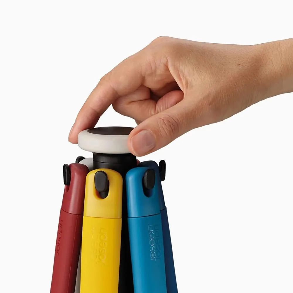 Joseph Joseph Set Utensili Cucina acciaio inox con supporto girevole e manici silicone
