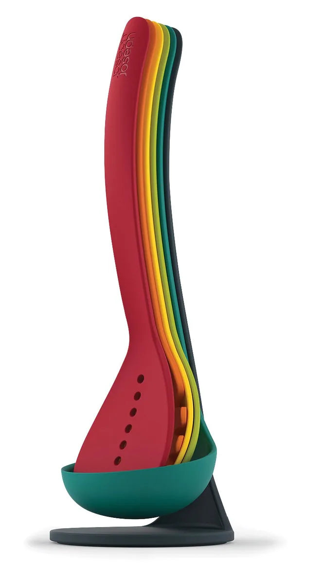 Joseph Joseph Set 5 Utensili Nest con Base - Utensili da Cucina Impilabili