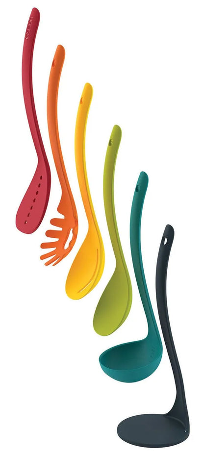 Joseph Joseph Set 5 Utensili Nest con Base - Utensili da Cucina Impilabili