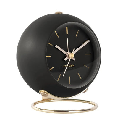 Karlsson sveglia Clock Globe nera con dettagli dorati - design moderno