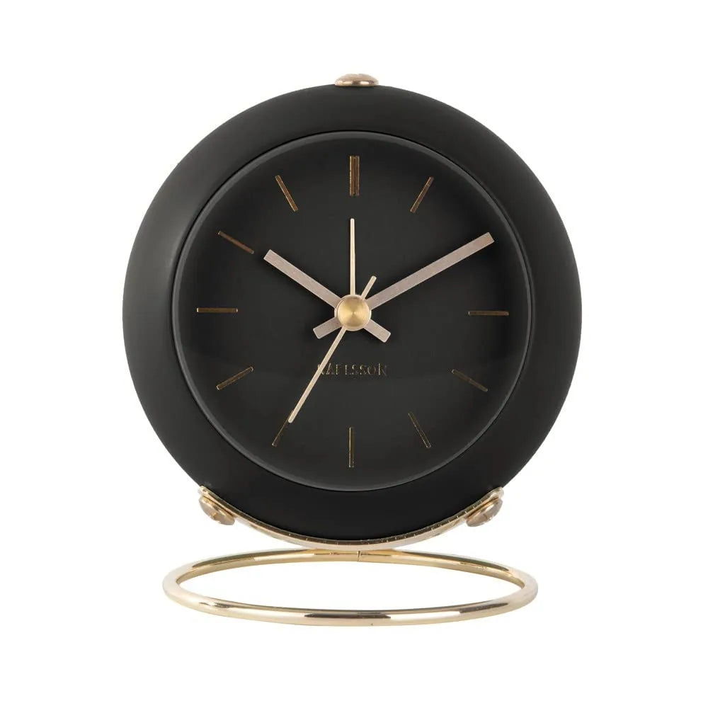 Karlsson sveglia Clock Globe nera con dettagli dorati - design moderno