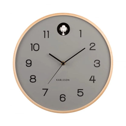 Karlsson orologio da parete cucù grigio legno di betulla design naturale