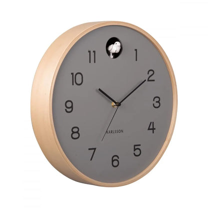 Karlsson orologio da parete cucù grigio legno di betulla design naturale