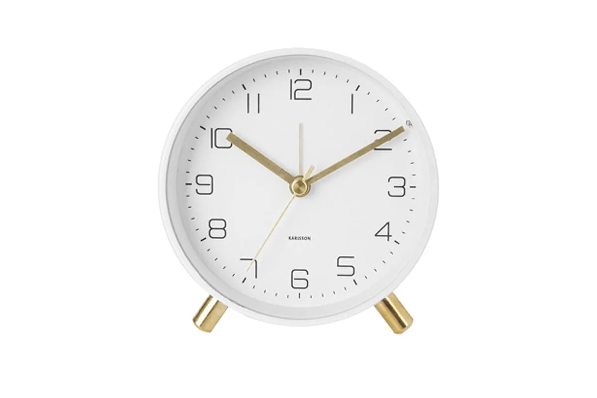Karlsson Lofty sveglia in metallo bianco opaco, design minimalista 11x5,2cm