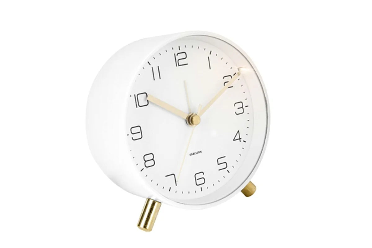 Karlsson Lofty sveglia in metallo bianco opaco, design minimalista 11x5,2cm