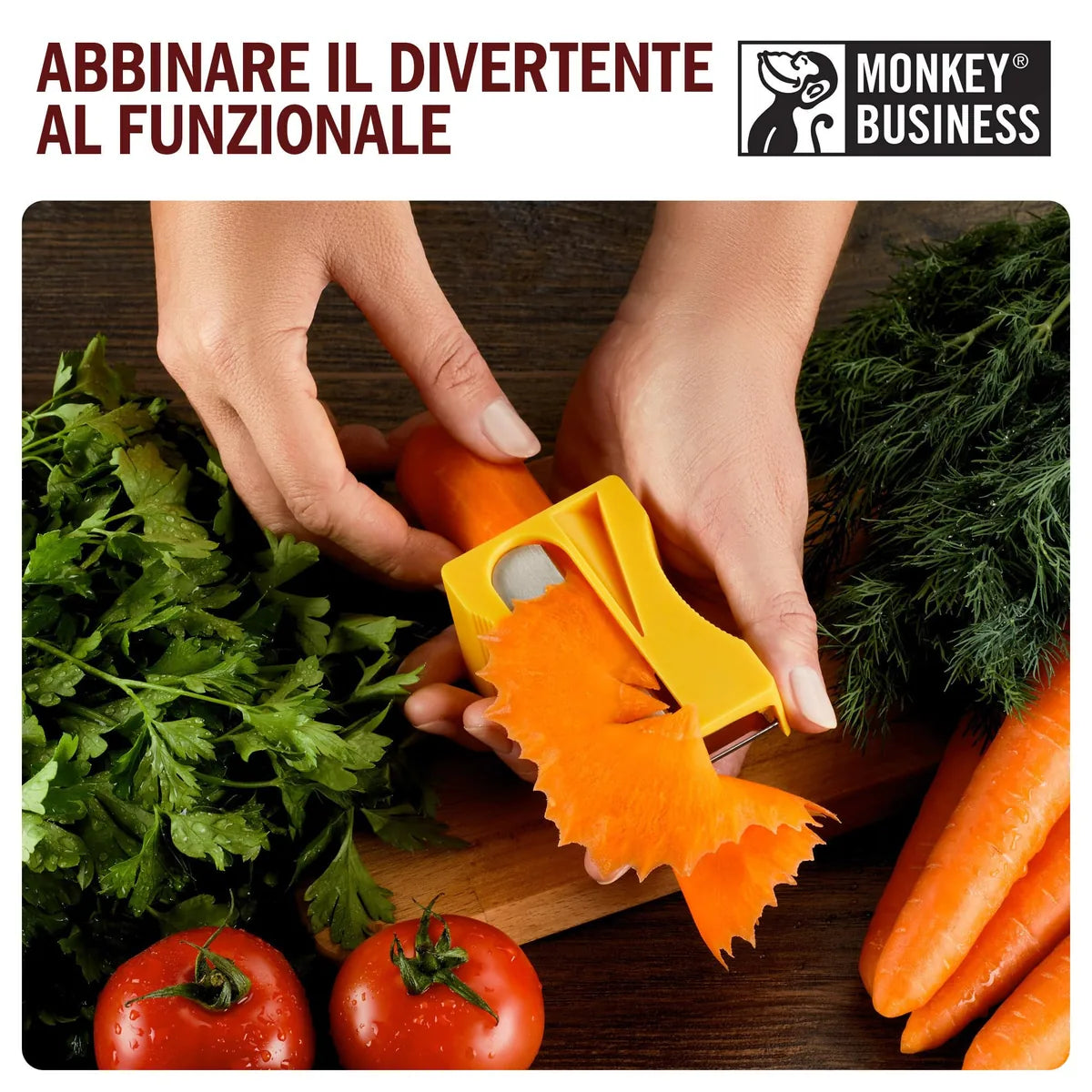 Monkey Business Pelaverdure Verde - utensile da cucina per verdure a nastro